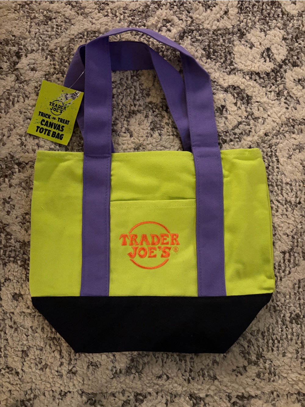 Lime Green & Purple Canvas Tote Bag